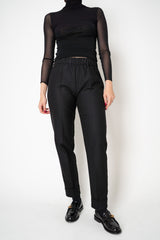 D. Exterior Tapered Leg Flannel Pants in Black
