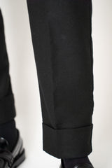 D. Exterior Tapered Leg Flannel Pants in Black