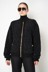 Balmain Bouclé Bomber Jacket in Black