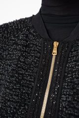 Balmain Bouclé Bomber Jacket in Black