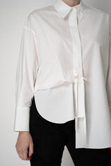 Dorothee Schumacher Cotton Poplin Button-Up Shirt with Faux French Tuck in White