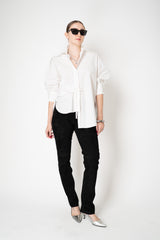 Dorothee Schumacher Cotton Poplin Button-Up Shirt with Faux French Tuck in White