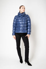 Herno Medium Insulation Goose Down Cropped Coat in Cobalt Blue