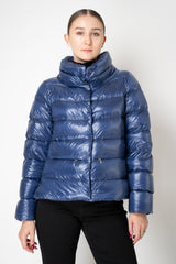 Herno Medium Insulation Goose Down Cropped Coat in Cobalt Blue