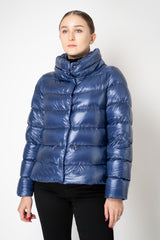 Herno Medium Insulation Goose Down Cropped Coat in Cobalt Blue