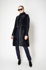 Manzoni 24 Slim Fit Suede Pants in Navy