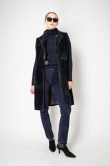 Manzoni 24 Slim Fit Suede Pants in Navy