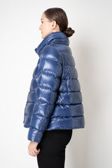 Herno Medium Insulation Goose Down Cropped Coat in Cobalt Blue