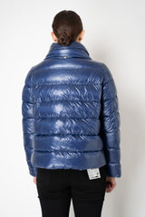 Herno Medium Insulation Goose Down Cropped Coat in Cobalt Blue