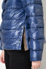 Herno Medium Insulation Goose Down Cropped Coat in Cobalt Blue