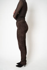 Manzoni 24 Slim Fit Suede Pants in Espresso