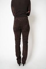 Manzoni 24 Slim Fit Suede Pants in Espresso