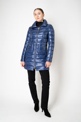 Herno Ultralight Technology Goose Down Padded Coat in Cobalt Blue