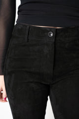 Manzoni 24 Slim Fit Suede Pants in Black