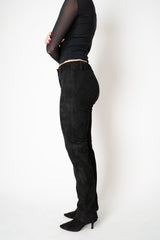 Manzoni 24 Slim Fit Suede Pants in Black