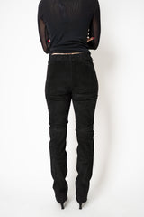 Manzoni 24 Slim Fit Suede Pants in Black