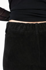 Manzoni 24 Slim Fit Suede Pants in Black