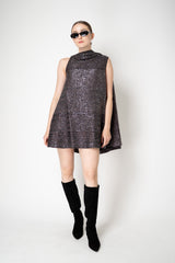 Missoni A-line Gathered Neck Sequin Mini Dress in Anthracite