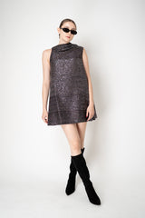 Missoni A-line Gathered Neck Sequin Mini Dress in Anthracite