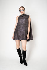 Missoni A-line Gathered Neck Sequin Mini Dress in Anthracite