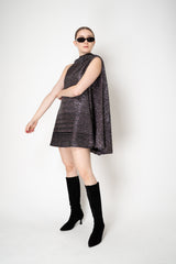 Missoni A-line Gathered Neck Sequin Mini Dress in Anthracite