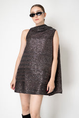 Missoni A-line Gathered Neck Sequin Mini Dress in Anthracite