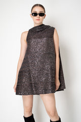 Missoni A-line Gathered Neck Sequin Mini Dress in Anthracite