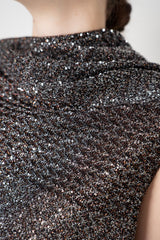 Missoni A-line Gathered Neck Sequin Mini Dress in Anthracite