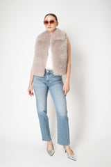 Manzoni 24 Fluffy Brushed Cashmere Vest in Taupe