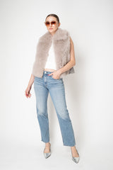 Manzoni 24 Fluffy Brushed Cashmere Vest in Taupe