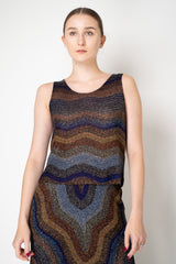 Missoni Cropped Sleeveless Knit Top in Autumnal Lurex Chevon Motif