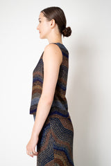 Missoni Cropped Sleeveless Knit Top in Autumnal Lurex Chevon Motif