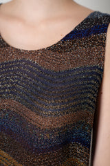 Missoni Cropped Sleeveless Knit Top in Autumnal Lurex Chevon Motif