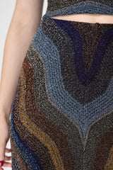 Missoni A-line Maxi Skirt in Lurex Multicolour Swirl Motif
