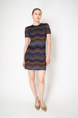 Missoni Short Sleeve Mini Dress in Autumnal Lurex Chevron