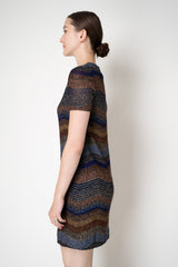 Missoni Short Sleeve Mini Dress in Autumnal Lurex Chevron