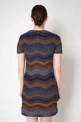 Missoni Short Sleeve Mini Dress in Autumnal Lurex Chevron