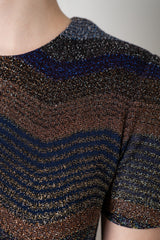 Missoni Short Sleeve Mini Dress in Autumnal Lurex Chevron