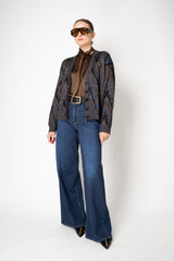 Missoni Cropped V-neck Cardigan in Autumnal Lurex Chevron