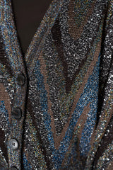 Missoni Cropped V-neck Cardigan in Autumnal Lurex Chevron