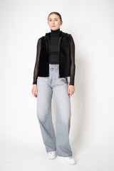 Manzoni 24 Lamb Shearling Hooded Vest with Loro Piana Cashmere Back in Black