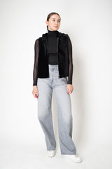 Manzoni 24 Lamb Shearling Hooded Vest with Loro Piana Cashmere Back in Black