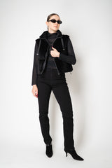 Herno High Neck Goose Down Padded Vest with Rhinestone Details in Black