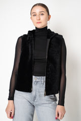 Manzoni 24 Lamb Shearling Hooded Vest with Loro Piana Cashmere Back in Black