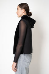 Manzoni 24 Lamb Shearling Hooded Vest with Loro Piana Cashmere Back in Black