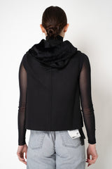 Manzoni 24 Lamb Shearling Hooded Vest with Loro Piana Cashmere Back in Black