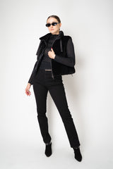 Herno High Neck Goose Down Padded Vest with Rhinestone Details in Black