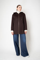 Herno Wool Flannel Hooded Jacket in Chocolate Brown