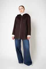 Herno Wool Flannel Hooded Jacket in Chocolate Brown