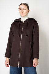 Herno Wool Flannel Hooded Jacket in Chocolate Brown